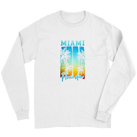 Surf Life Miami Florida Beach vintages Palm Trees Surf Vacation Retro Long Sleeves