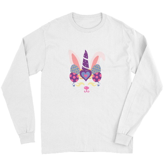 Funny Bunnicorn Easter Tee with BunnyEars and Unicorns Horn Long Sleeves