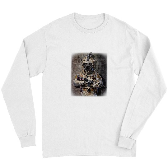 Labrador Lab Dog Black Labrador Dog as armys Commando in Full Tactical Long Sleeves