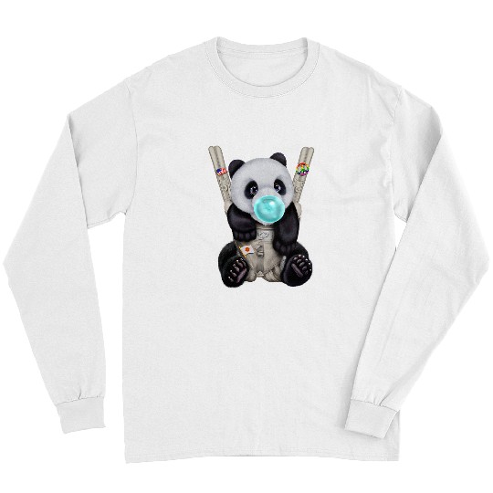 Funny Bear Giant Panda in Baby Carrier with Bubble Gum Cute Bears Long Sleeves