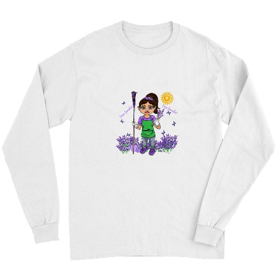 Cute Gardening gnome lady Lovin lavender flower gardener Long Sleeves
