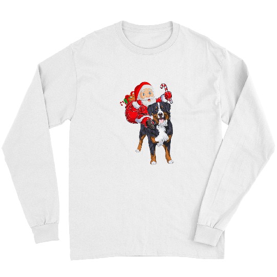 Christmas Santa Claus Riding Bernese Mountain Dog xmass Dog Long Sleeves