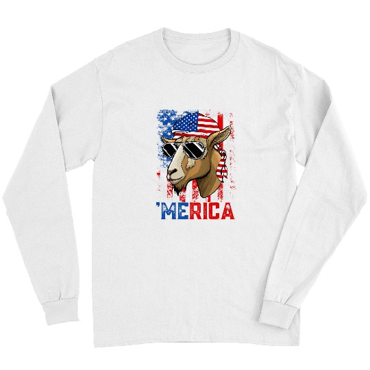 Goats Lover Merica Goats Bandana American Flag Indepedence Day July 4th Long Sleeves