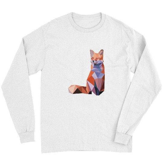 Fox Abstract Polygon Art Cool Geometric Wild Animal Long Sleeves