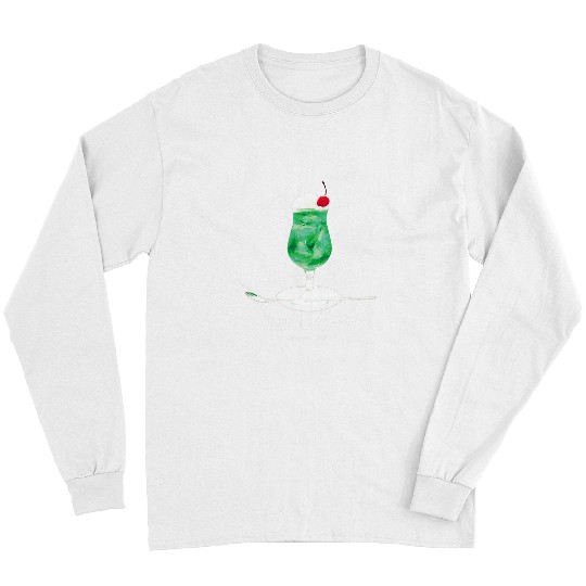 Cream Soda Melon Soda Illustration Beautiful Watercolor Easy Cute Stylish Coffee Shop Showa Retro T 2 Long Sleeves