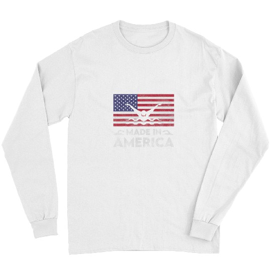 Swimming Pool USA Swimming National Flag Made In America Swim 4th of July Long Sleeves