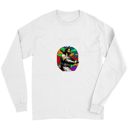 Christian Jesus Saves And Hes A Perfect Game Pitcher Christ Long Sleeves