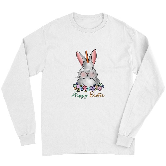 Happy Easter Bunny Unicorns Bunnycorn Cute Spring Tee Long Sleeves