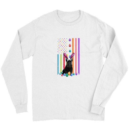 Dog Scottish Terrier Easter Day American Eggs Flag Scottish Terrier Dog Funny Long Sleeves