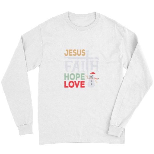 Christian Jesus Faith Hope Love Santa Snowman Christmas 66 Bibble Jesus Christ Long Sleeves