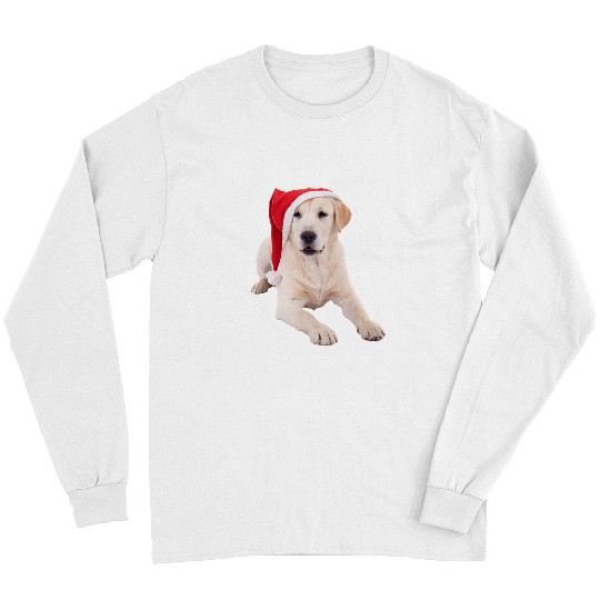 Funny Labrador Lab Dog Yellow Lab Santa Hat Image Christmas Labrador Retriever Long Sleeves