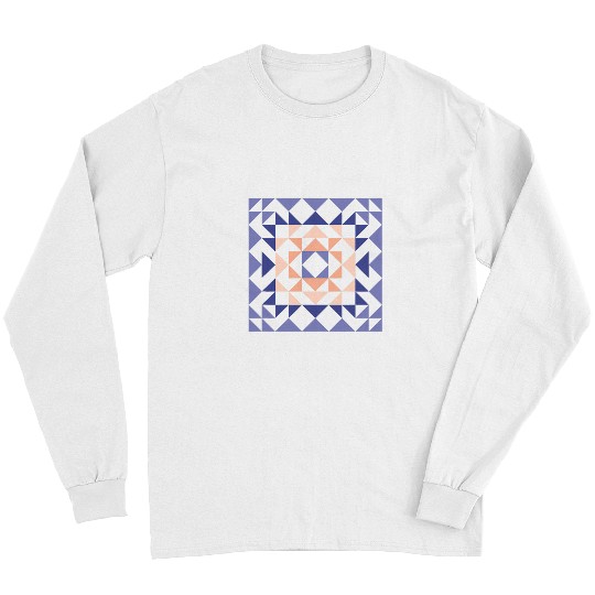 Sewing Machine Barn Quilt Geometric Shapes Design in Peach and Lavender Long Sleeves