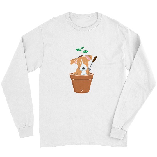 Dog In Potting Plants Gardening Florist Long Sleeves