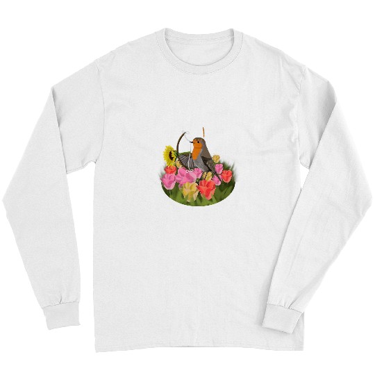 Chief Robin Sunflower Bird Painting Long Sleeves