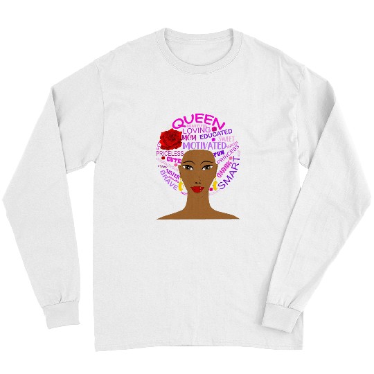 Black History Month Queen Hair Word Art Afro Women Girl Gift Long Sleeves