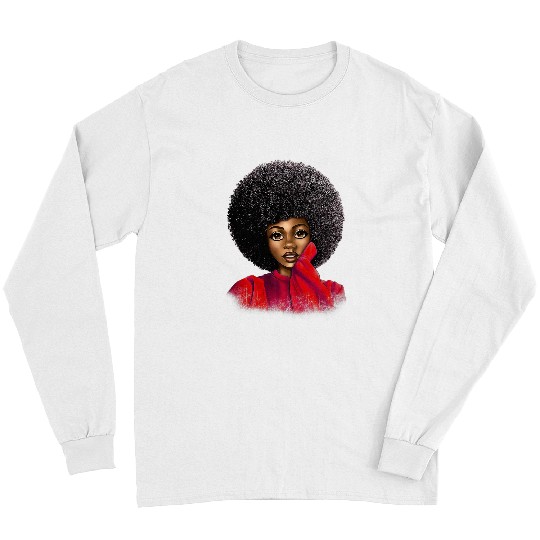 Black History Month Afro Word Art Natural Hair Sexy Melanin 1 Long Sleeves