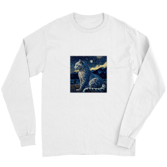 Leopard Gift Surrealism Starry Night Snow Leopard 1 Long Sleeves