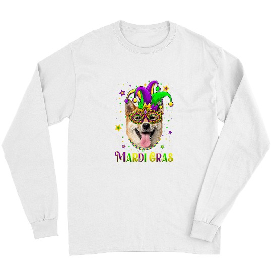 Dog Shiba Inu Cute Mardi Gras carnivals Shiba Inu Dog Mardi Gras Long Sleeves