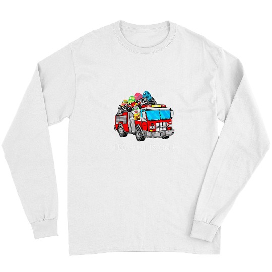 Fireman Firefighter Truck Happy Easter Day Egg Hunt Is On Kids Firemen Long Sleeves