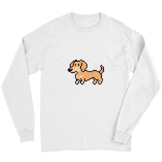 Dachshund 8 Bit Pixel Art Cream Long Sleeves