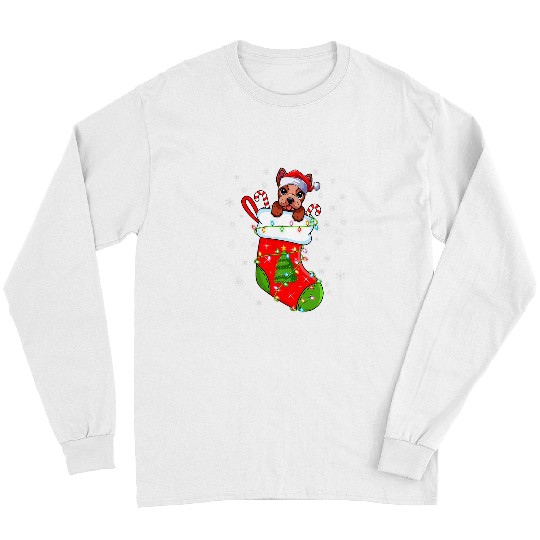 Dog Staffordshire Bull Terrier Dog In Christmas Socks Santa Xmas Long Sleeves