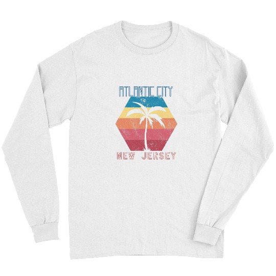 Surf Life New Jersey Atlantic City Palm trees Vacation Ocean Surfing Long Sleeves
