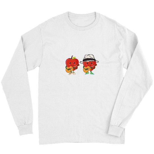 Funny Cartoon Apples Pickin Guitar Cute Apple Picking Long Sleeves