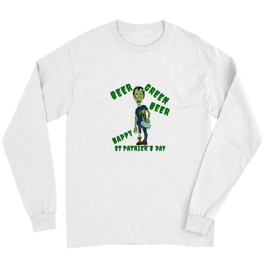 Funny Zombie Lover St Patricks Day Beer Green Beer Design Long Sleeves