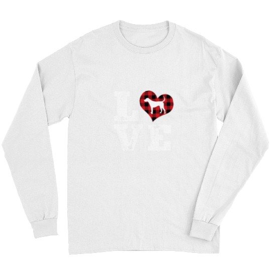 Love Foxhound Dog Lovers Gifts buffalo plaids Valentines Day Long Sleeves