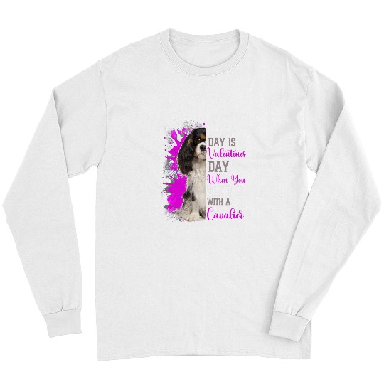Funny Valentines Day Cavalier Mom Mother Cute Pink Fancy Long Sleeves