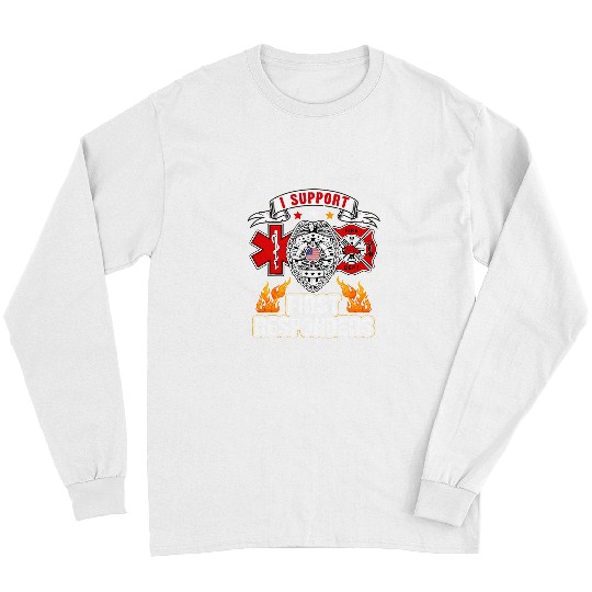 Fireman Firefighter Red Line American Flag Firefighter Support Plus Size 34 Firemen Long Sleeves