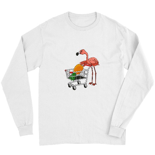 Pink Flamingo Swinging Flamingo With Shopping Cart And Swinger pineapples Flamingos Long Sleeves