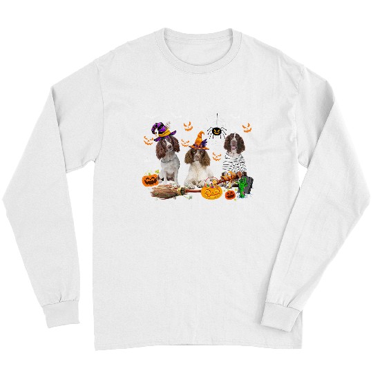 Three English Springer Spaniel Dogs Mummy Witch Lover Kids Long Sleeves