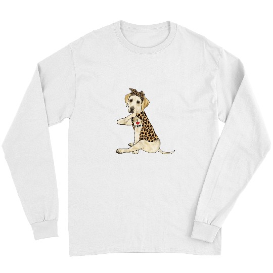 Labrador Lab Dog Labrador Lover Tee I Love Mom Tattoo Leopard Mothers Day Long Sleeves