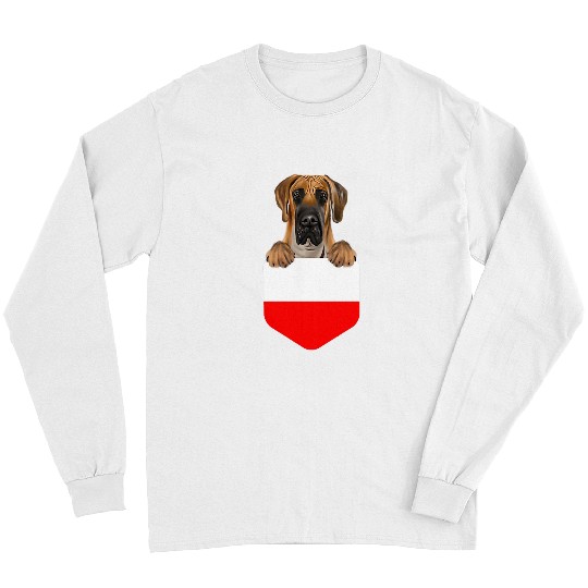 Dog Great Dane Poland Flag Brown Great Dane Dog In Pocket Long Sleeves