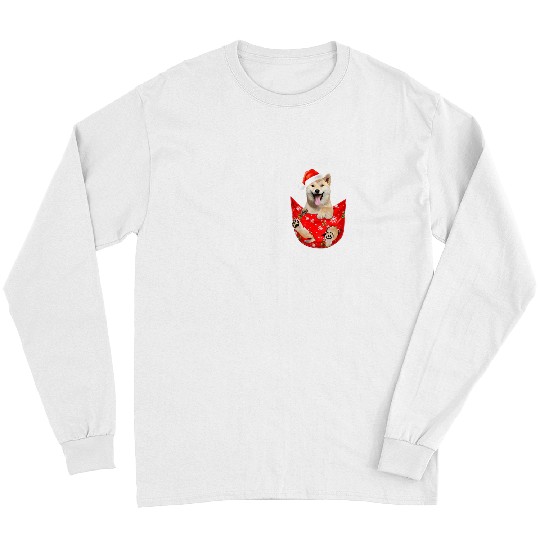 Dog Shiba Inu Funny Shiba Inu Christmas Pocket for Japanese Lovers Long Sleeves