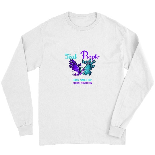 I Wear Teal Purple suicides Prevention Awareness Long Sleeves