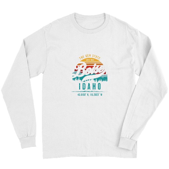 Boise Idaho Retro Sun Novelty Graphic Souvenir Long Sleeves