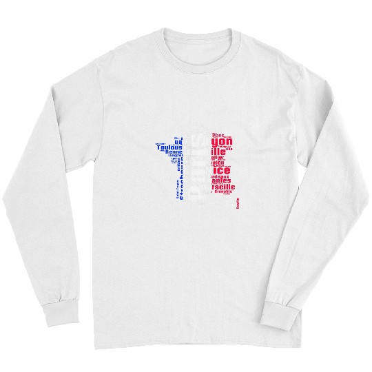 French Cities France Love Flag Map Long Sleeves