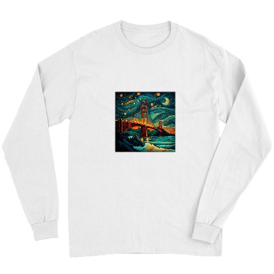 Surrealism Starry Night Golden Gate Bridge Long Sleeves