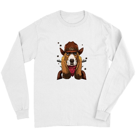 Cow Western Cowboy Basset Hound Dog Country Music Rodeo Howdy Mooey Heifer Long Sleeves