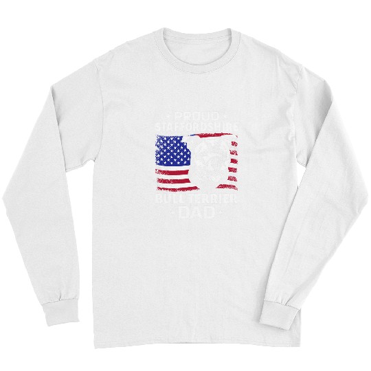 Dog Staffordshire Mens American Flag Staffy Proud Staffordshire Bull Terrier Dad Long Sleeves