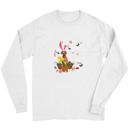 Dog Vizsla Happy Easter Day Easter Colorful Egg Hunt Long Sleeves