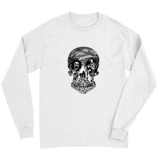 Grim Reaper Skeletons Art Inside Skull Haunted Halloween Goth Long Sleeves