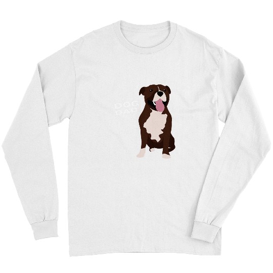 Dog Staffordshire Mens Brown White Staffordshire Bull Terrier Dog Dad Man Long Sleeves