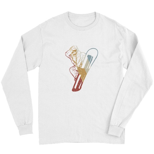 Skiing Ski Snowboarding Retro Style Vintage Long Sleeves