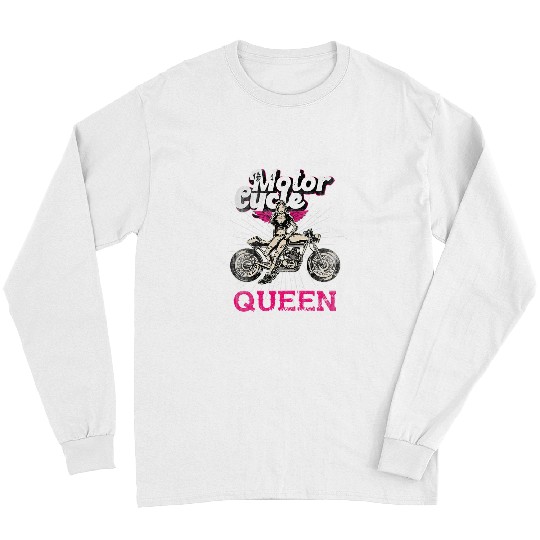 Motocross Biker Womens Funny Saying Biker Tee Ride Motorcycle Queen Wife Girlfriend Long Sleeves