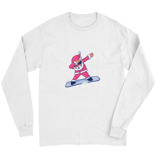 Skiing Ski Dabbings Santa Claus Snowboarding Gift For Boys Kids Long Sleeves