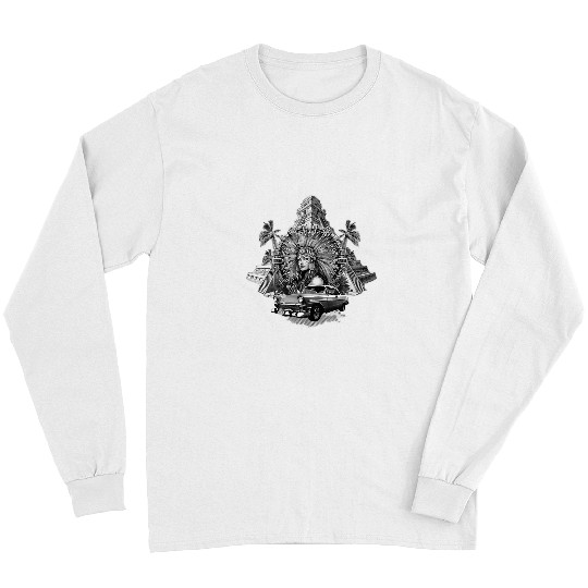 Aztec Woman Mexican Chicano Art Aztec Calendar Long Sleeves