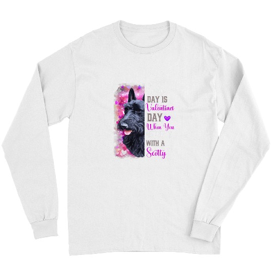 Dog Scottish Terrier Womens Scottish Terrier Mom Funny Valentines Day Dog Lovers Scotty Long Sleeves